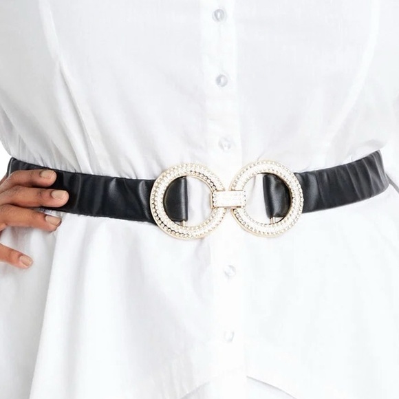 Ashley Stewart Plus Size Crystal Embellished Ruched Belt (6.0) - Picture 1 of 5